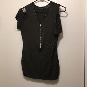 Army Green open shoulder top